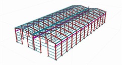 Steel structure of a two-aisle assembly hall
