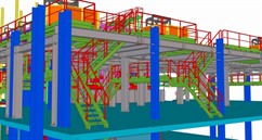 Ocelová konstrukce fixace částí sklářských pecí a konstrukce obsluhy provozu pro HORN Glass Industries