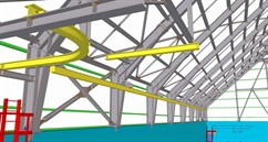 Ocelová konstrukce zastřešení skladu promytého sádrovce