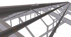 Steel structure of an agricultural hall for cattle housing