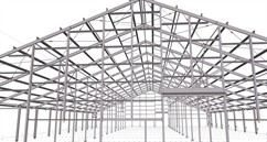 Steel structure of an agricultural hall for cattle breeding