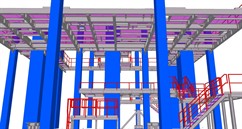 Steel construction of platforms for the installation of energy facility technology