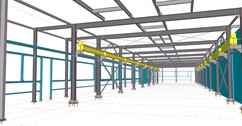 Ocelová konstrukce přístavby výrobních prostor s jeřábovou dráhou
