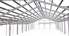 Steel structure of the hall for cattle breeding