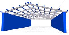 Steel roof structure for cattle housing