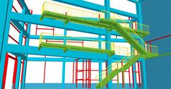 Auxiliary steel structures for cladding, stairs, platforms and installations in the reinforced concrete skeleton of the production hall