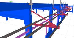 Auxiliary steel structures for the reinforced concrete skeleton of the production hall