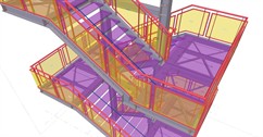 Steel structure of an escape staircase